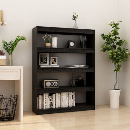 Book Cabinet/Room Divider Black 100x30x135.5 cm Solid Pinewood