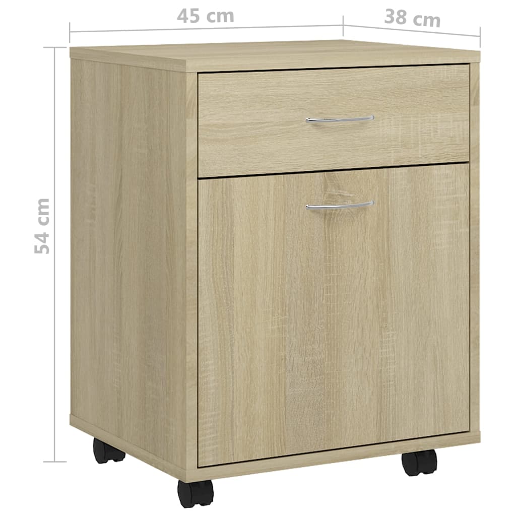 Rolling Cabinet Sonoma Oak 45x38x54 cm Engineered Wood