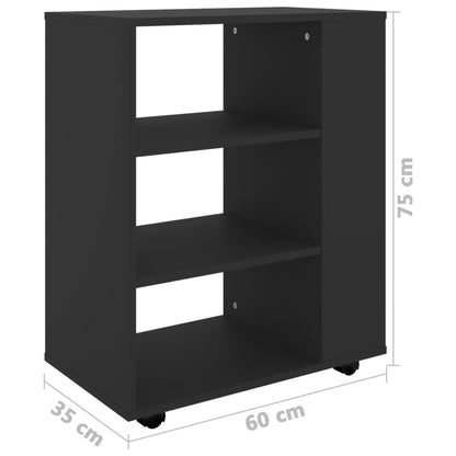 Rolling Cabinet Black 60x35x75 cm Engineered Wood