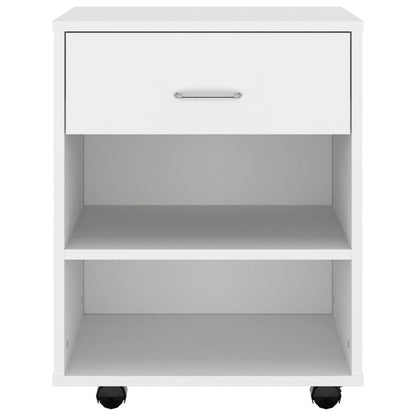 Rolling Cabinet White 46x36x59 cm Engineered Wood