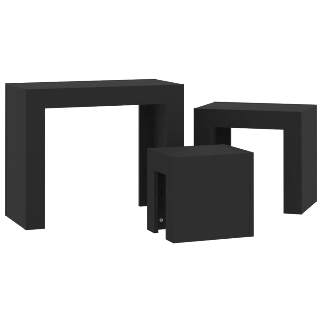 Nesting Coffee Tables 3 pcs Black Engineered Wood