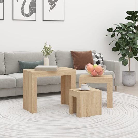 Nesting Coffee Tables 3 pcs Sonoma Oak Engineered Wood