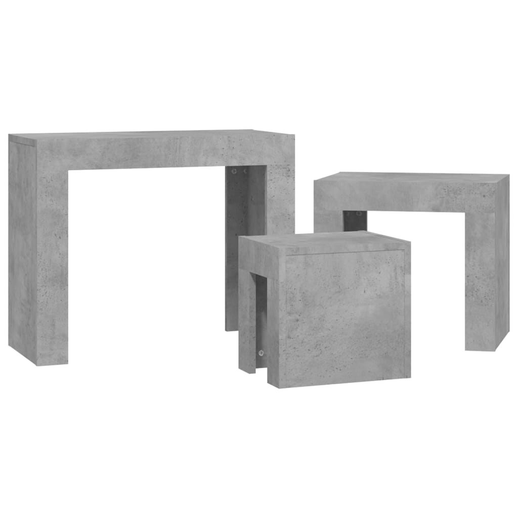 Nesting Coffee Tables 3 pcs Concrete Grey Engineered Wood