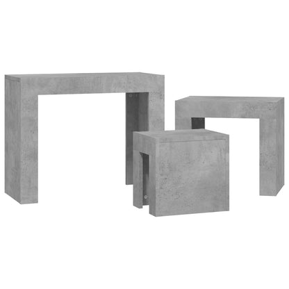 Nesting Coffee Tables 3 pcs Concrete Grey Engineered Wood