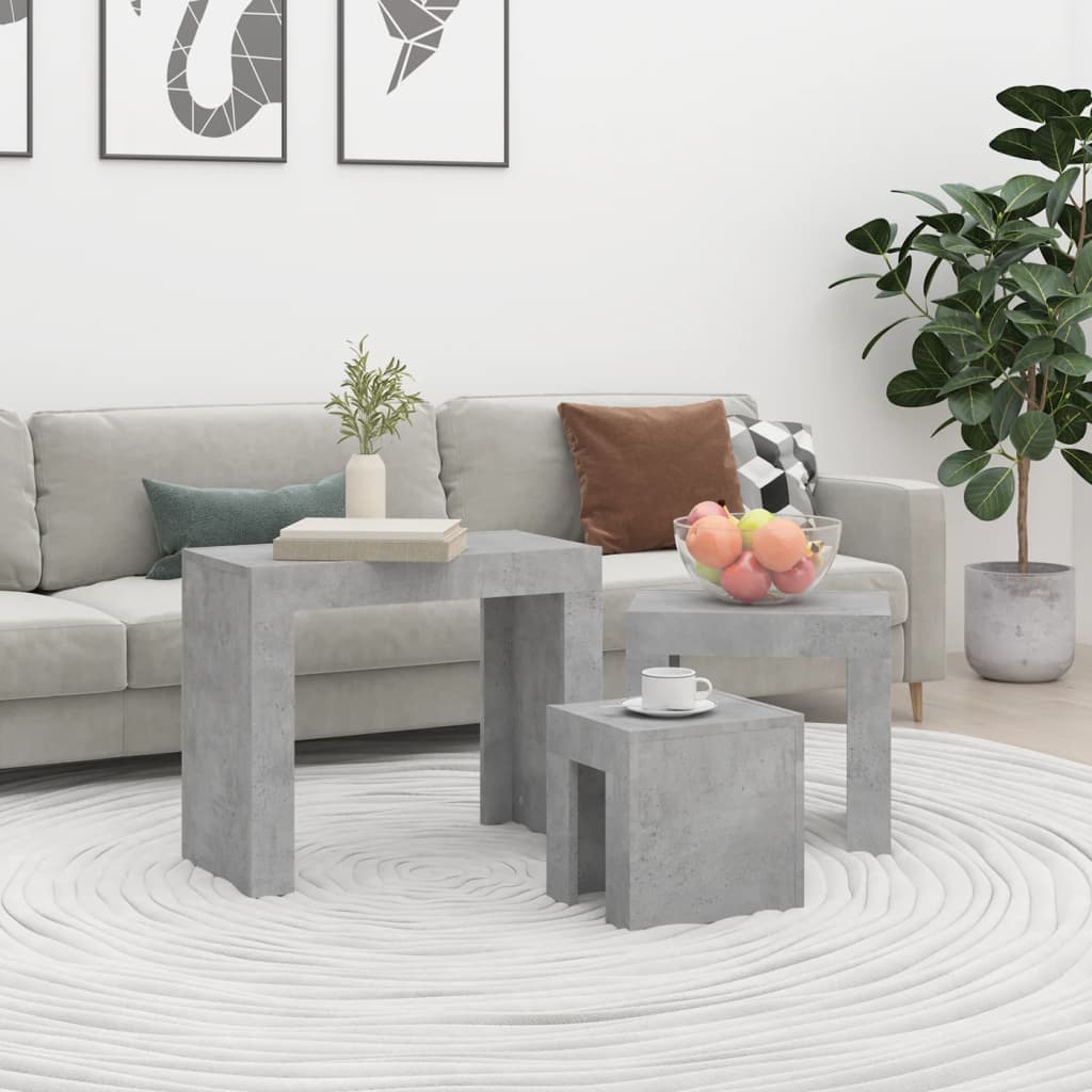 Nesting Coffee Tables 3 pcs Concrete Grey Engineered Wood