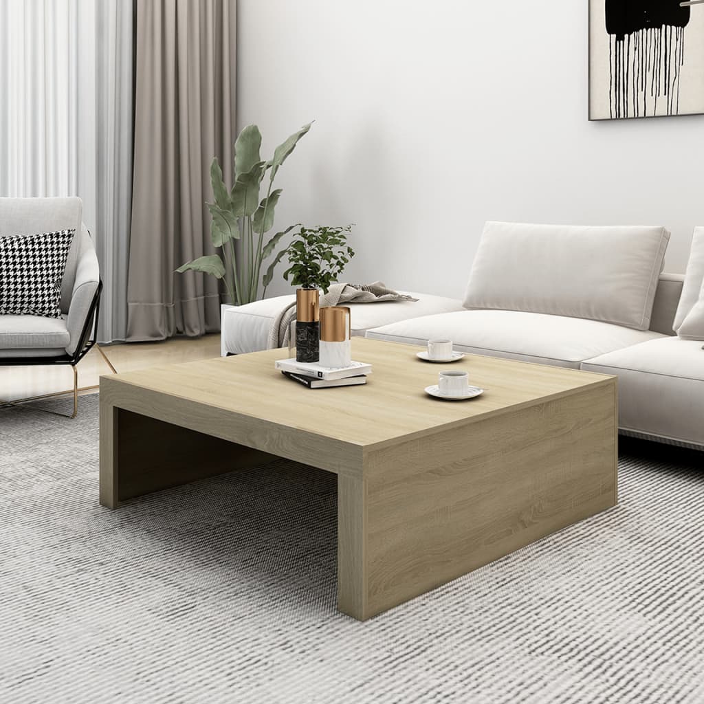 Coffee Table Sonoma Oak 100x100x35 cm Engineered Wood