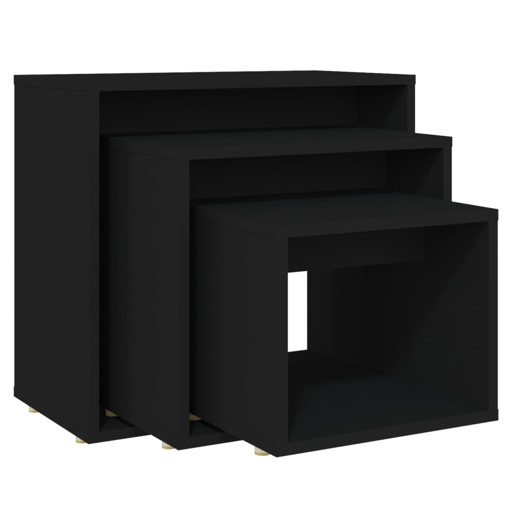 Nesting Tables 3 pcs Black Engineered Wood