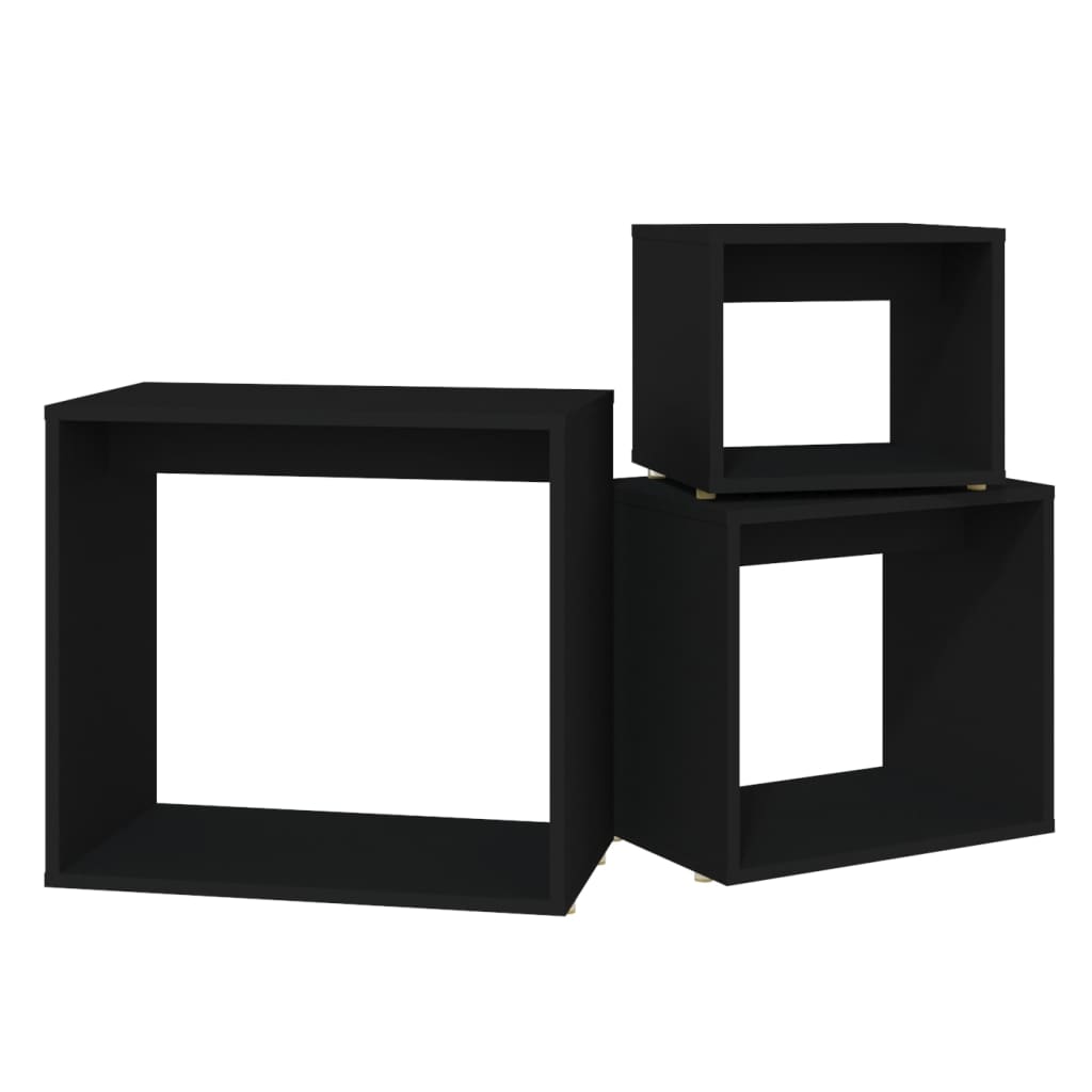 Nesting Tables 3 pcs Black Engineered Wood