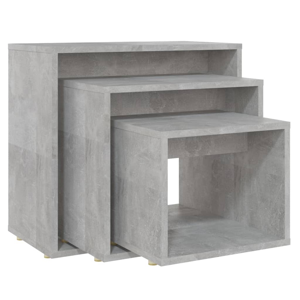 Nesting Tables 3 pcs Concrete Grey Engineered Wood