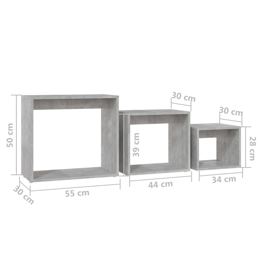 Nesting Tables 3 pcs Concrete Grey Engineered Wood