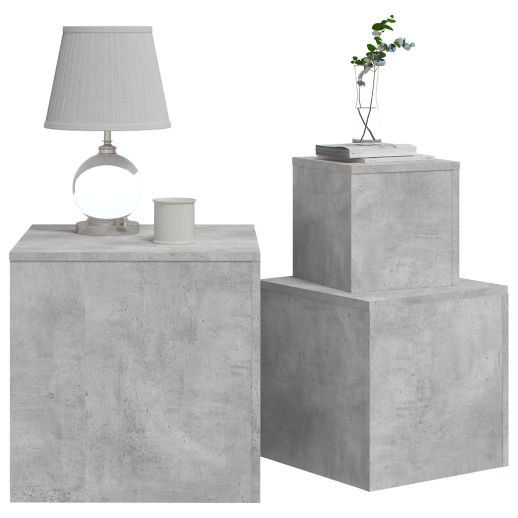 Side Tables 3 pcs Concrete Grey Engineered Wood