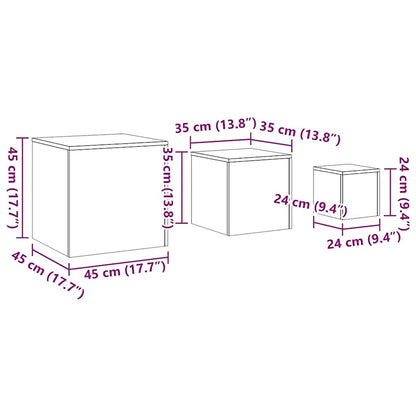 Side Tables 3 pcs Concrete Grey Engineered Wood