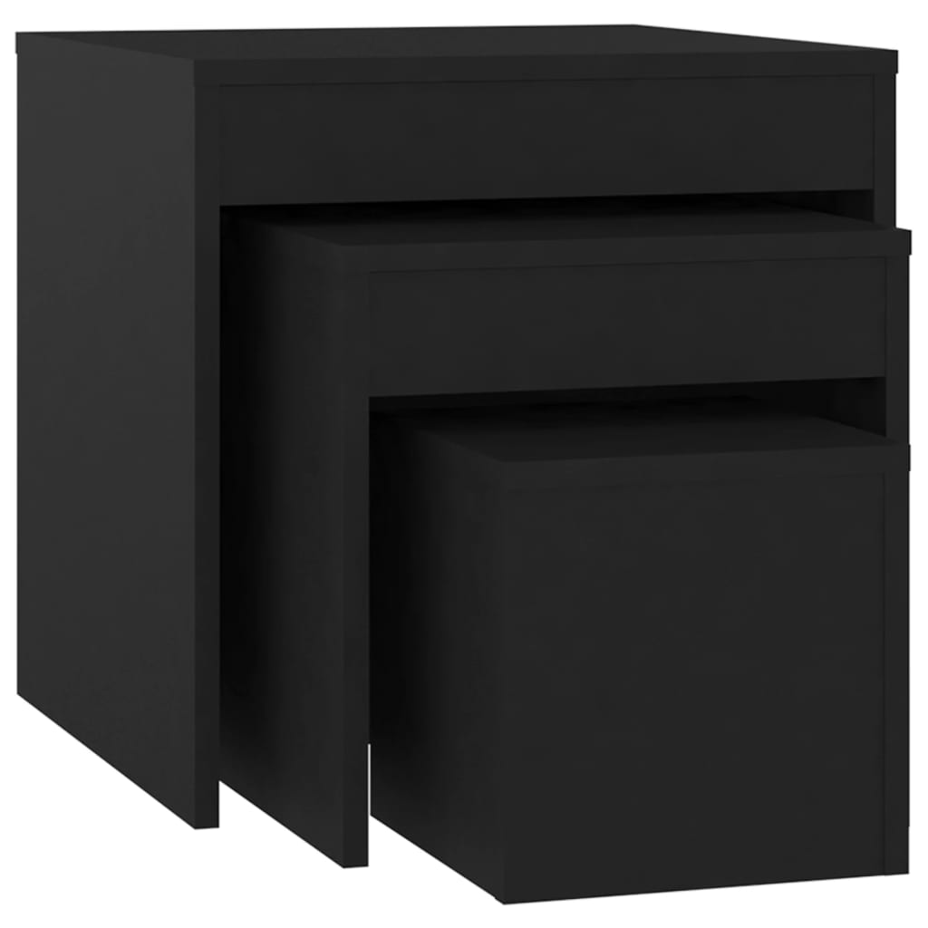 Nesting Tables 3 pcs Black Engineered Wood