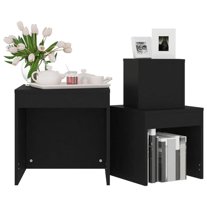 Nesting Tables 3 pcs Black Engineered Wood