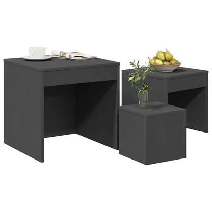 Nesting Tables 3 pcs Grey Engineered Wood