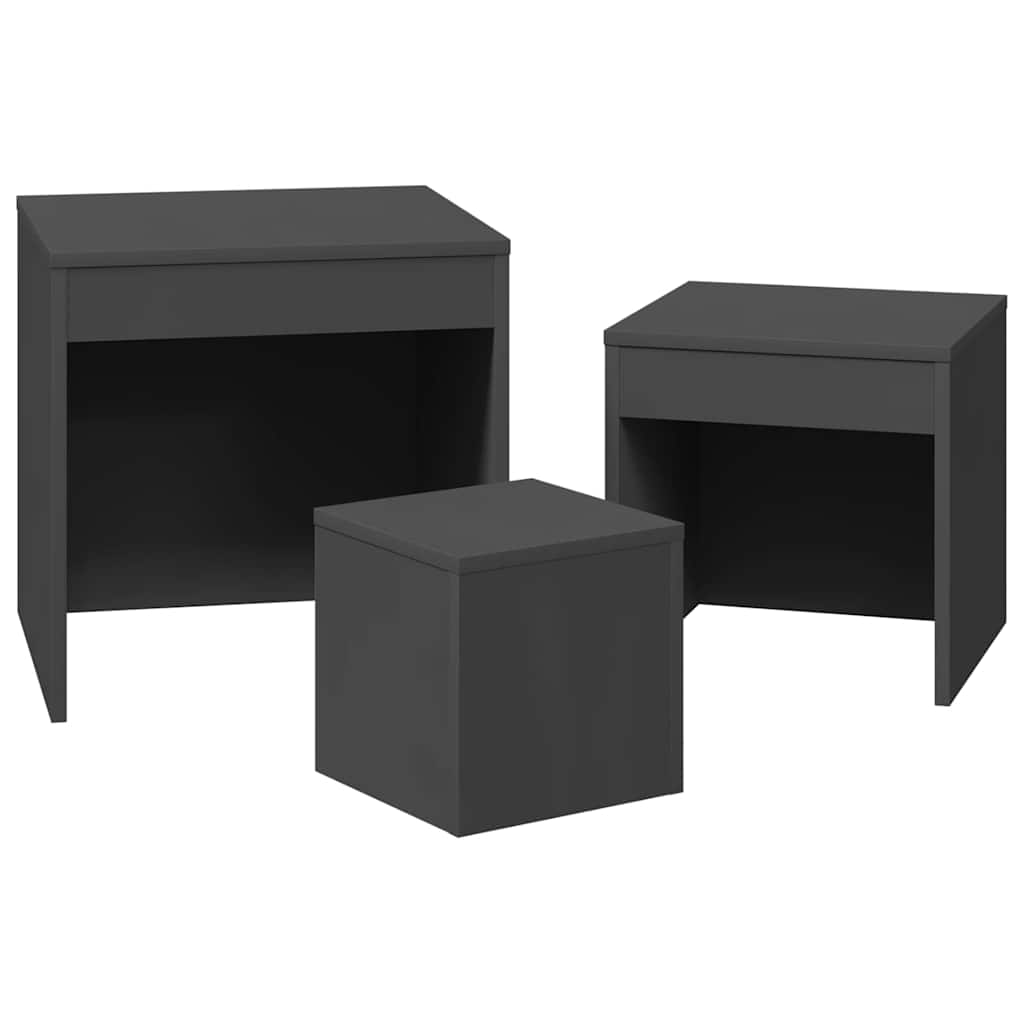 Nesting Tables 3 pcs Grey Engineered Wood