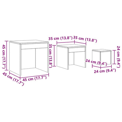 Nesting Tables 3 pcs Grey Engineered Wood