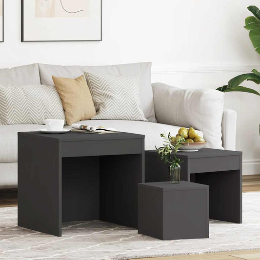 Nesting Tables 3 pcs Grey Engineered Wood