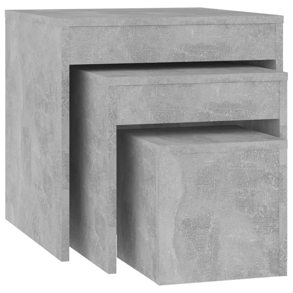 Nesting Tables 3 pcs Concrete Grey Engineered Wood