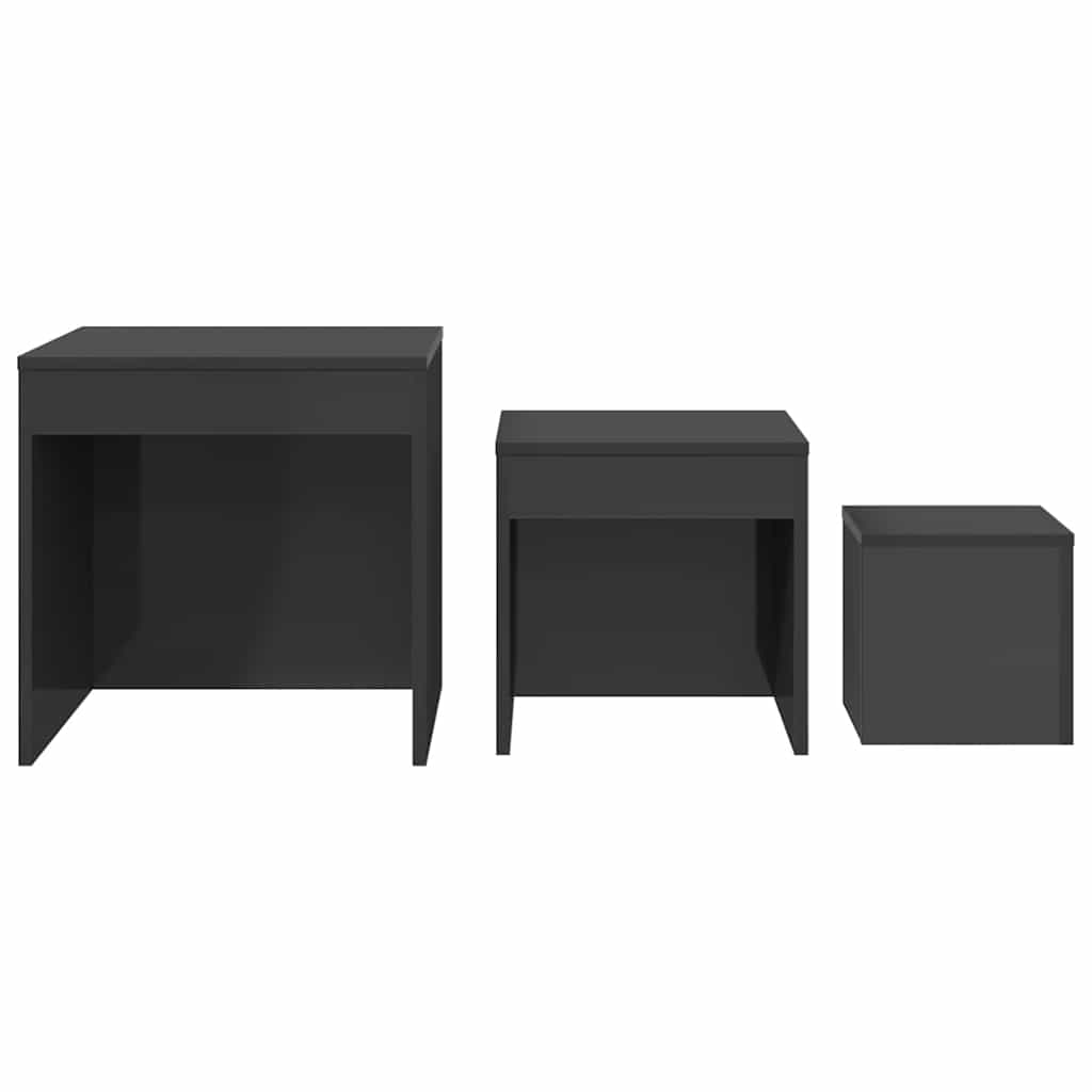 Nesting Tables 3 pcs High Gloss Grey Engineered Wood