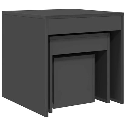 Nesting Tables 3 pcs High Gloss Grey Engineered Wood