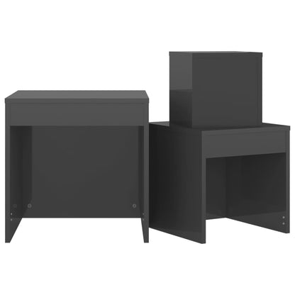 Nesting Tables 3 pcs High Gloss Grey Engineered Wood
