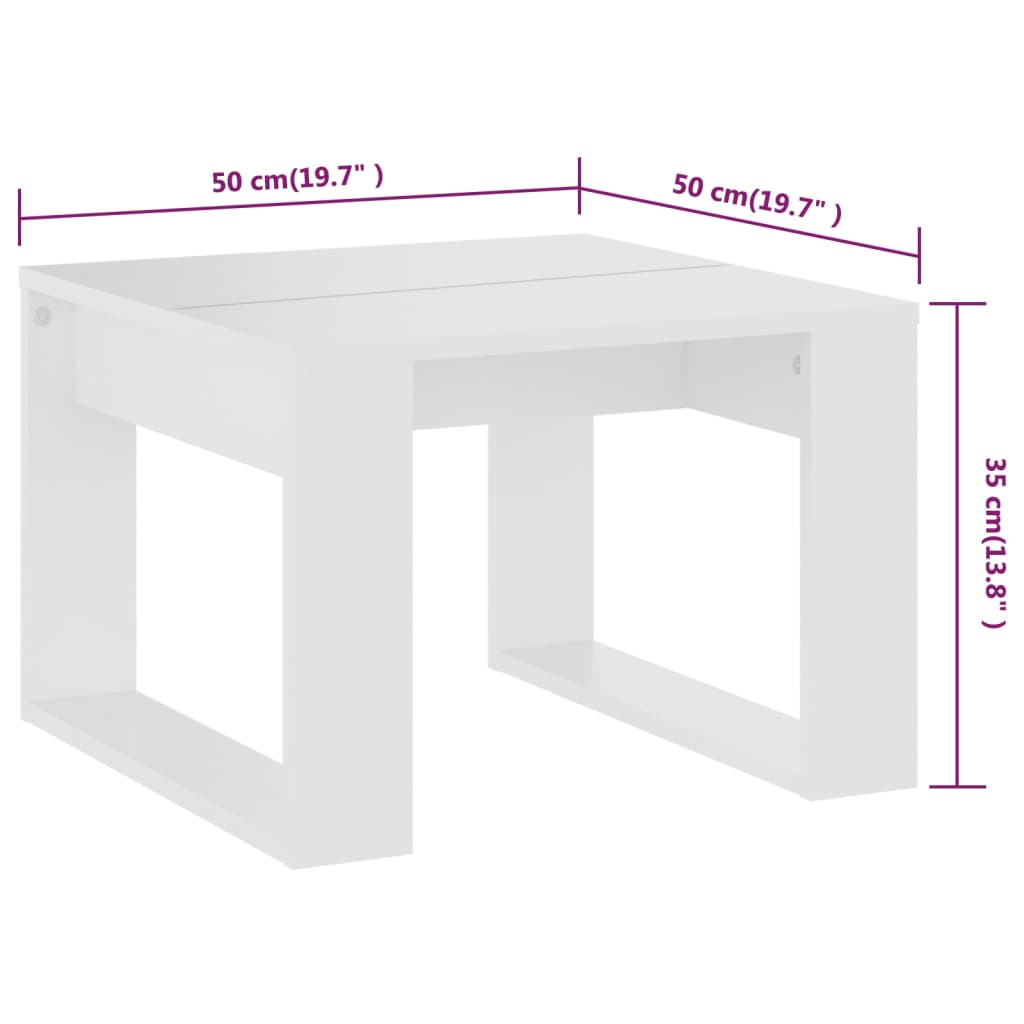 Side Table White 50x50x35 cm Engineered Wood