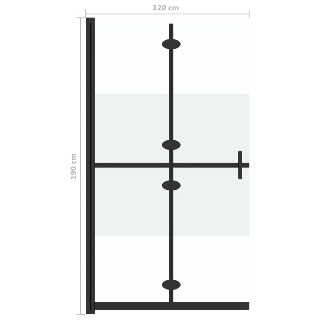 Foldable Walk-in Shower Wall Half Frosted ESG Glass 120x190 cm