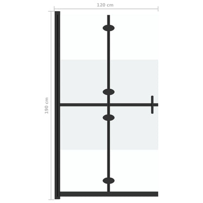 Foldable Walk-in Shower Wall Half Frosted ESG Glass 120x190 cm