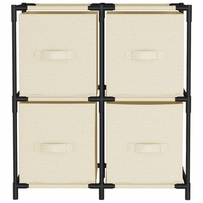 Storage Cabinet with 4 Fabric Baskets Cream 63x30x71 cm Steel