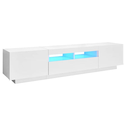 TV Cabinet with LED Lights High Gloss White 180x35x40 cm