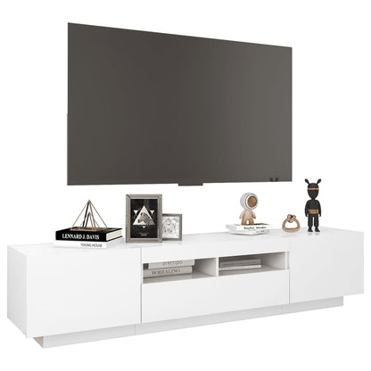 TV Cabinet with LED Lights High Gloss White 180x35x40 cm