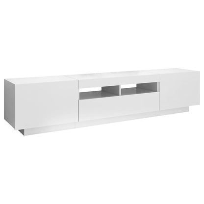 TV Cabinet with LED Lights High Gloss White 180x35x40 cm