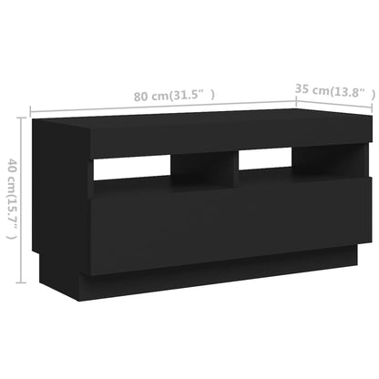 TV Cabinet with LED Lights Black 260x35x40 cm