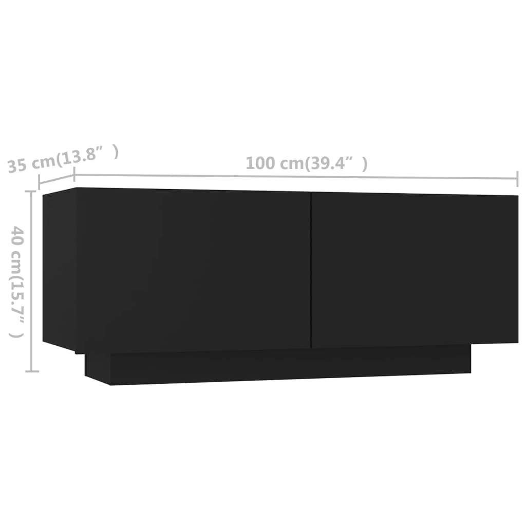 TV Cabinet with LED Lights Black 260x35x40 cm