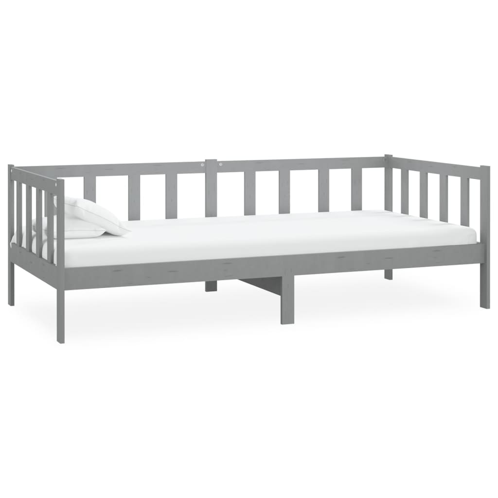 Day Bed without Mattress Grey Solid Wood Pine 90x200cm