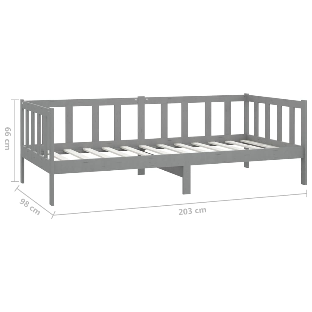 Day Bed without Mattress Grey Solid Wood Pine 90x200cm