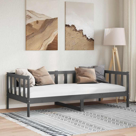Day Bed without Mattress Grey Solid Wood Pine 90x200cm