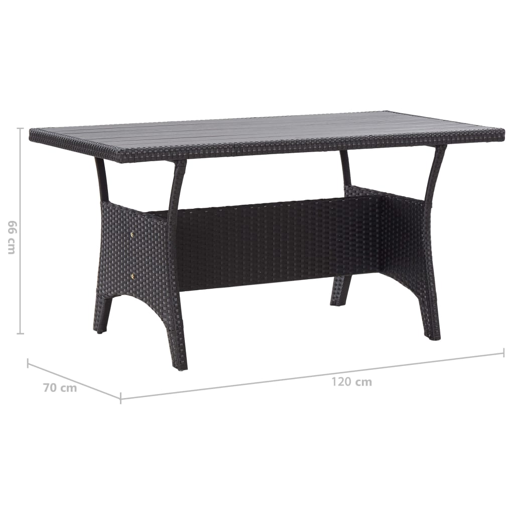 Garden Table Black 120x70x66 cm Poly Rattan