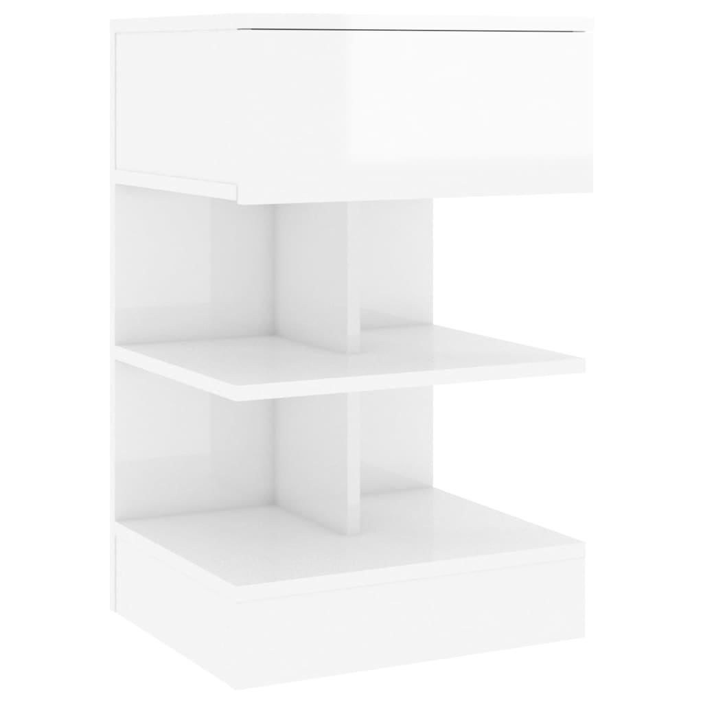 Bedside Cabinet High Gloss White 40x35x65 cm Engineered Wood