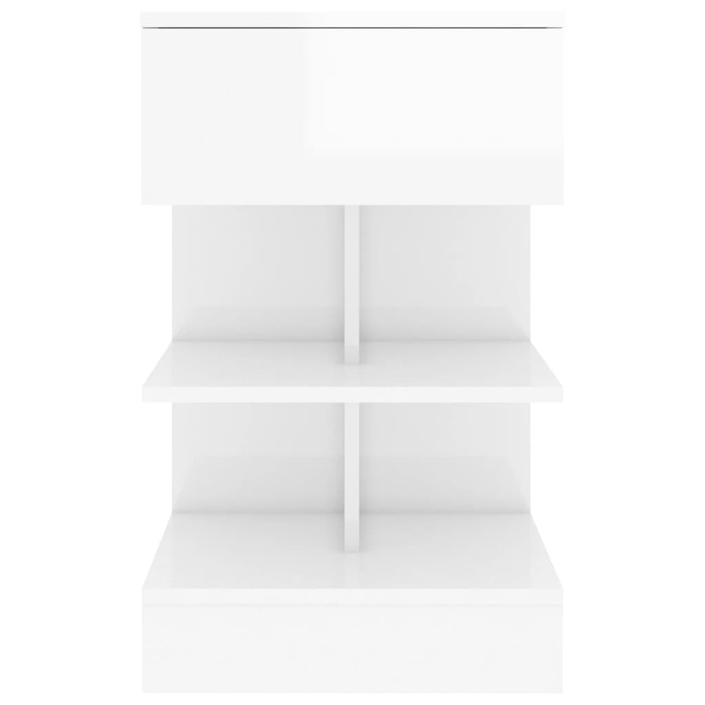 Bedside Cabinets 2 pcs High Gloss White 40x35x65 cm