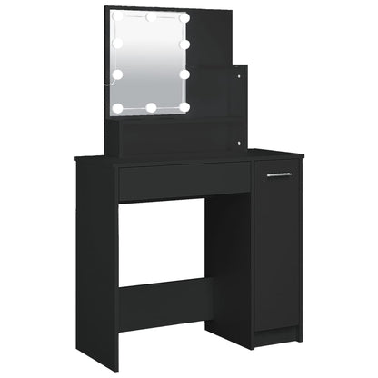 Dressing Table with LED Black 86.5x35x136 cm