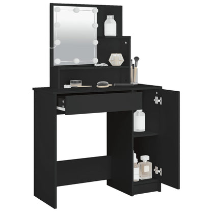Dressing Table with LED Black 86.5x35x136 cm