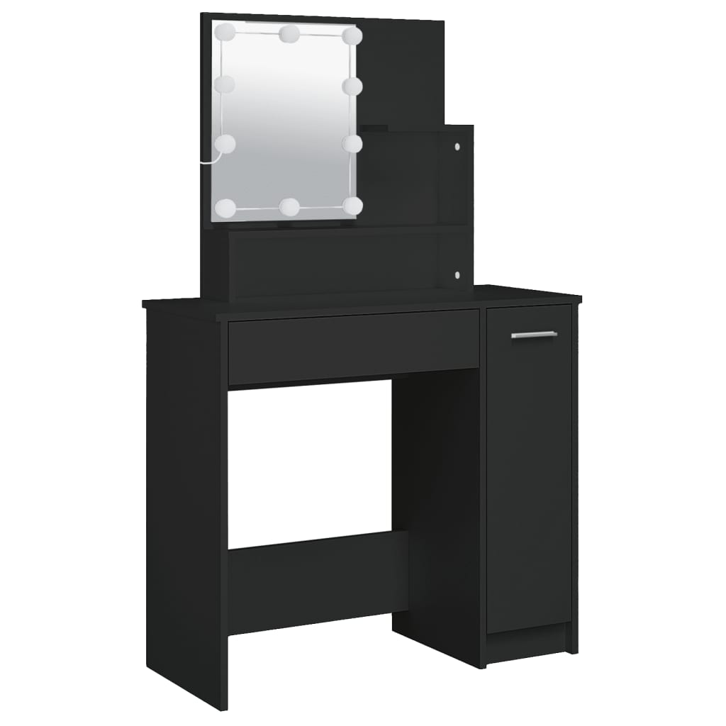 Dressing Table with LED Black 86.5x35x136 cm