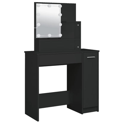 Dressing Table with LED Black 86.5x35x136 cm