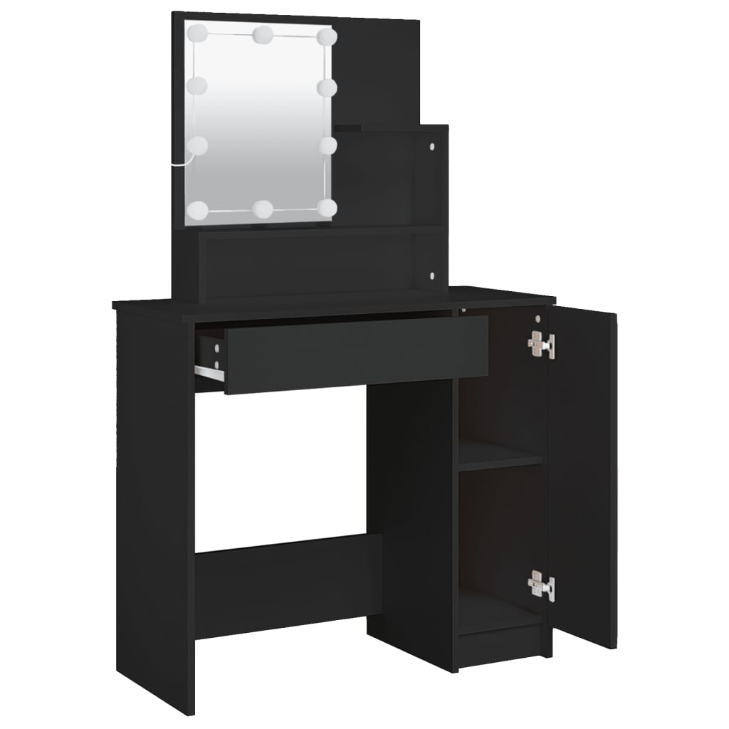 Dressing Table with LED Black 86.5x35x136 cm