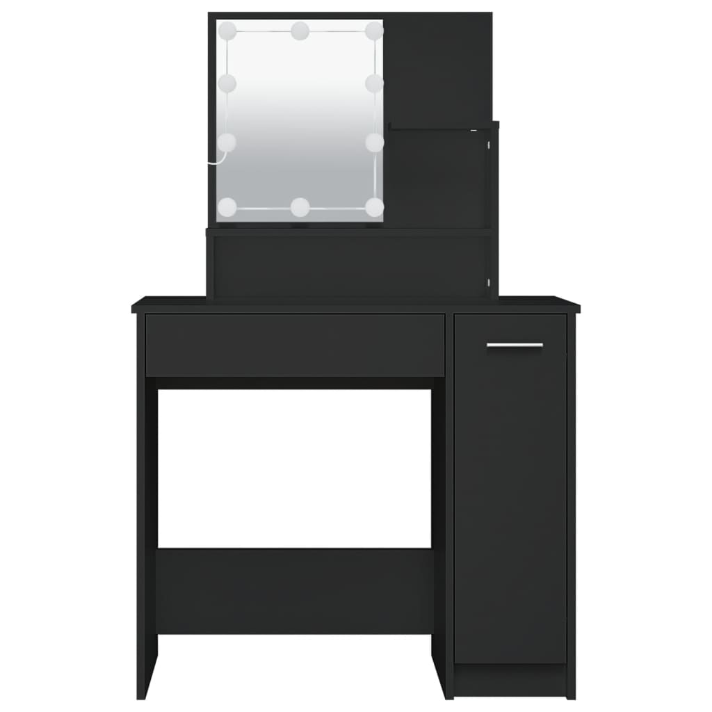 Dressing Table with LED Black 86.5x35x136 cm