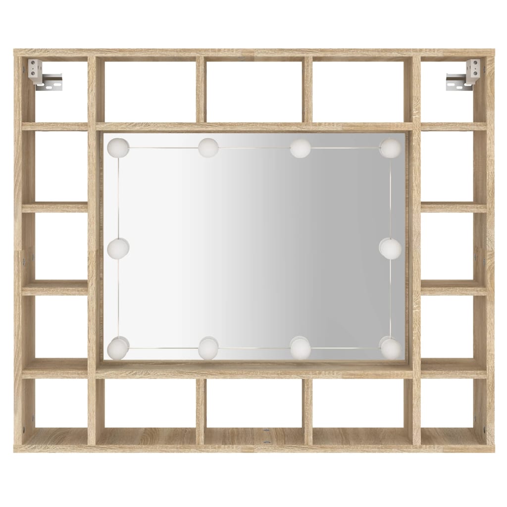 Mirror Cabinet with LED Sonoma Oak 91x15x76.5 cm