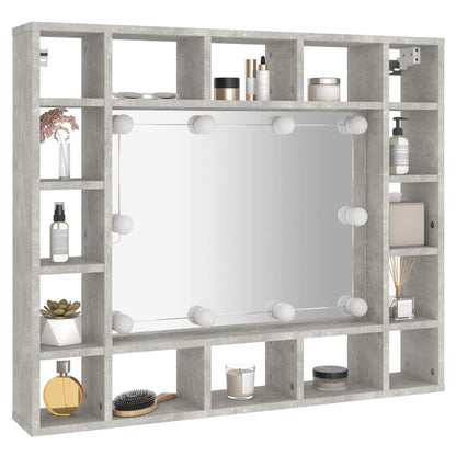 Mirror Cabinet with LED Concrete Grey 91x15x76.5 cm