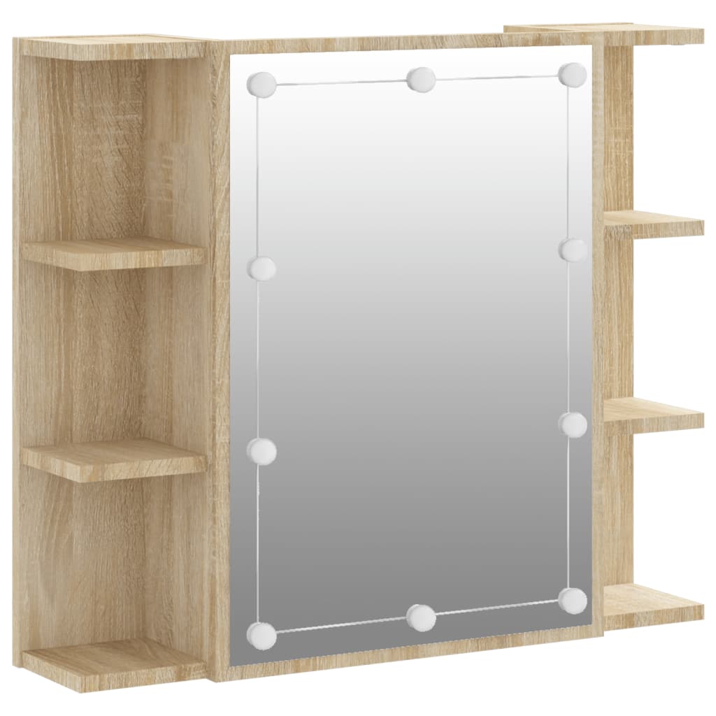 Mirror Cabinet with LED Sonoma Oak 70x16.5x60 cm